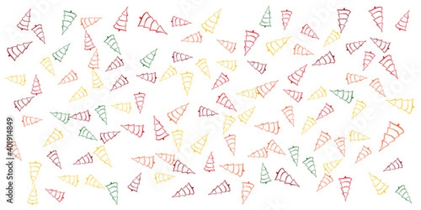 Fototapeta Tropical flowers border seamless pattern in sketch style on white background - hand drawn exotic blooms of monstera, protea, magnolia and plumeria with colorful line contour. Vector illustration