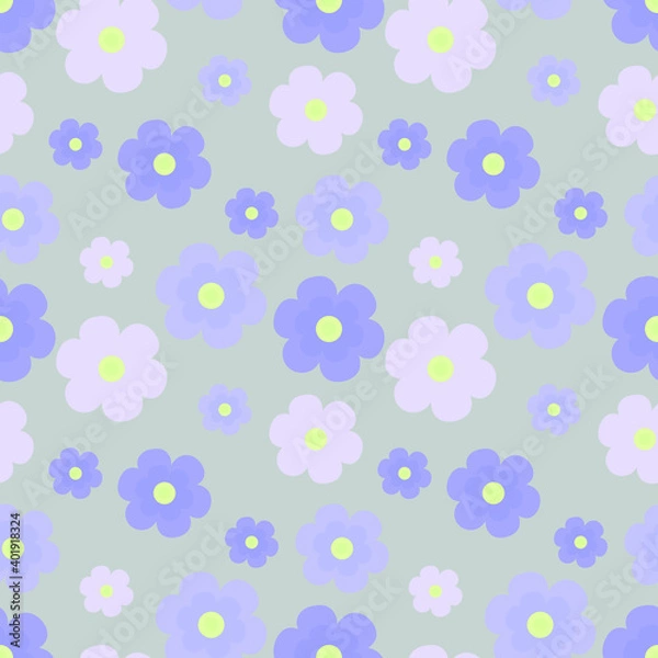 Obraz vector seamless pattern with flowers on a gray background