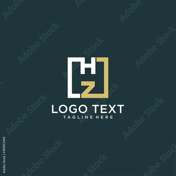 Obraz Initial letter hz logo type with design for company and business logo.premium Vector