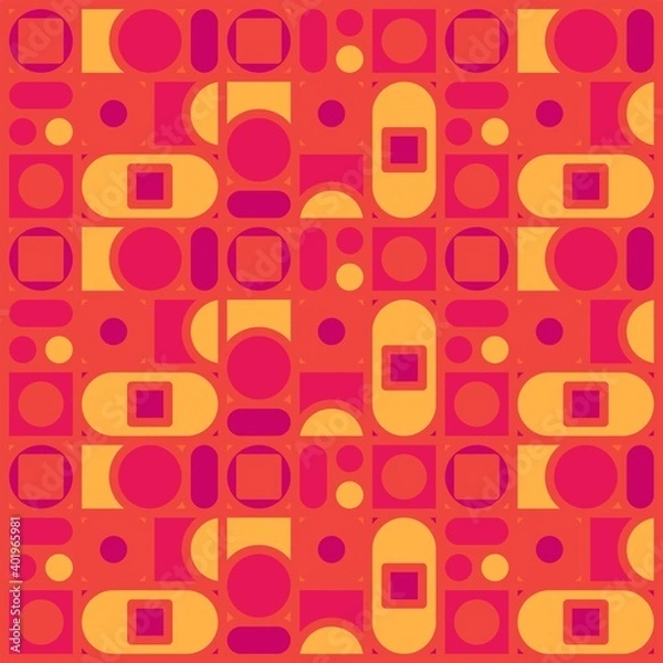 Fototapeta Beautiful of Colorful Seamless Pattern with Square and Circle, Repeated, Abstract, Illustrator Pattern Wallpaper. Image for Printing on Paper, Wallpaper or Background, Covers, Fabrics