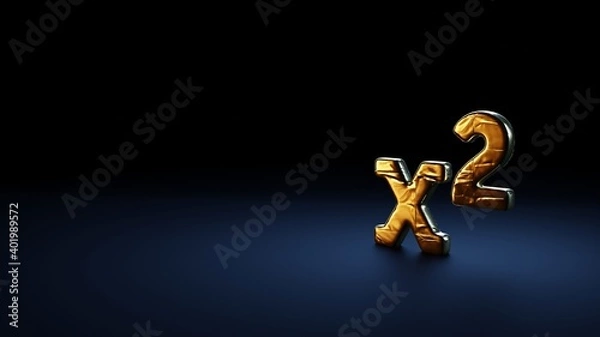 Fototapeta 3d rendering symbol of superscript wrapped in gold foil on dark blue background