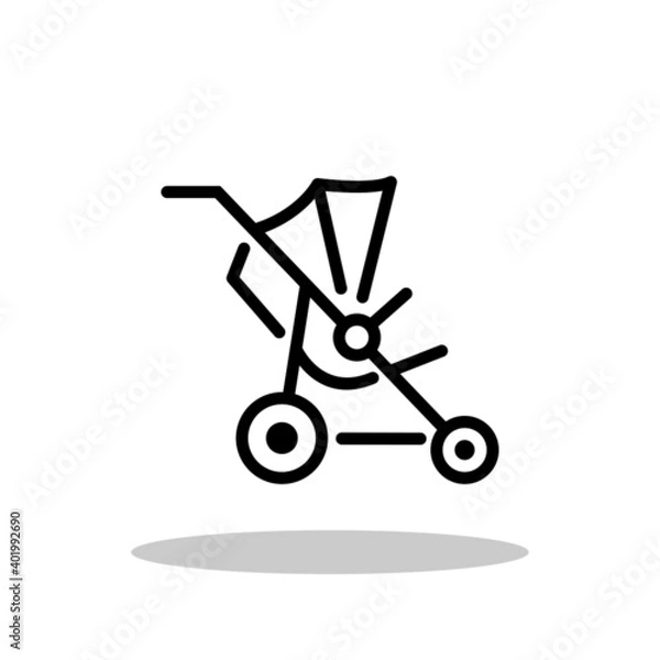 Obraz Baby carriage icon in flat style. Pram symbol for your web site design, logo, app, UI Vector EPS 10.