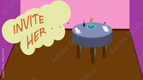 Obraz Invite her, invitation card from a guy, call to action 