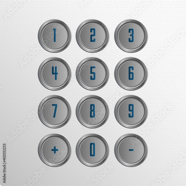Fototapeta Vector sketch elevator buttons and panel Controls. Vector illustration isolated on white background.