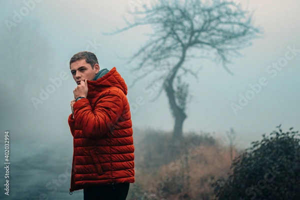 Fototapeta boy in the red jacket
