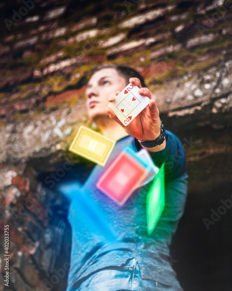 Fototapeta boy and cards