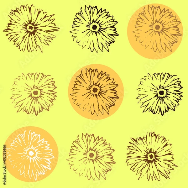 Obraz pattern with flowers on yellow background
