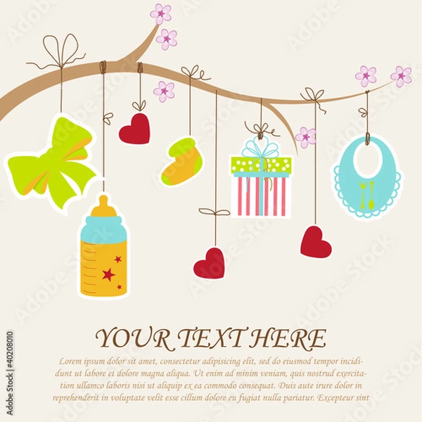 Fototapeta Card with baby element