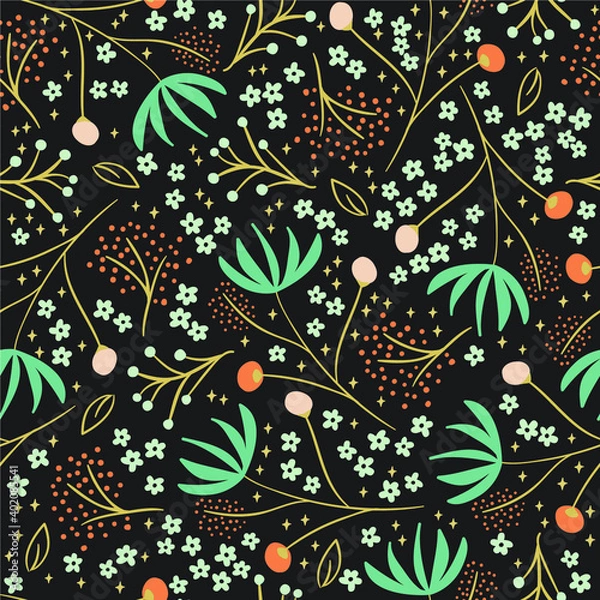 Fototapeta Christmas pattern vector, straight pattern cute seamless pattern with Christmas decoration with spruce leaf pattern and happy holiday floral pattern