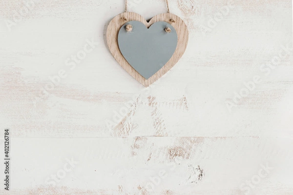 Obraz wooden grey heart with copy space