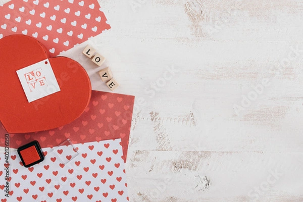 Obraz heart box with love stamps and papers