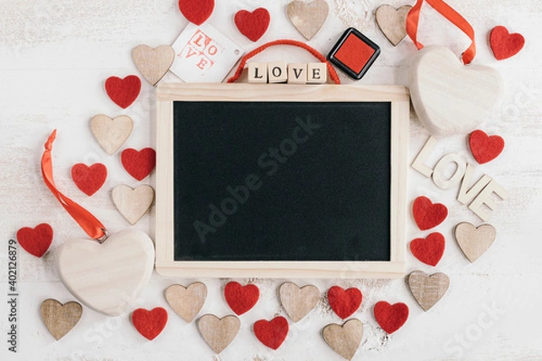 Obraz blackboard with different types of hearts