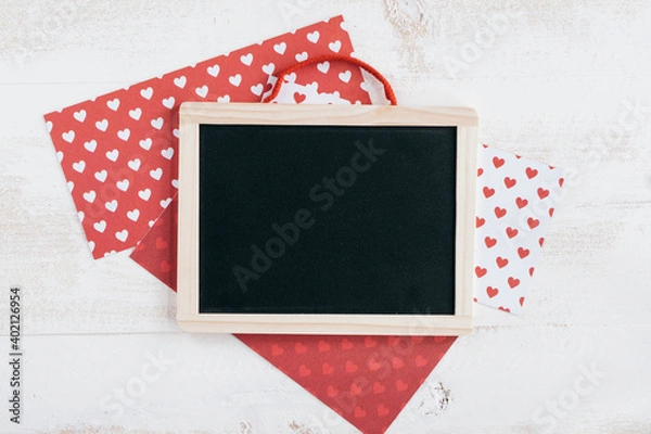 Obraz heart pattern papers with blackboard