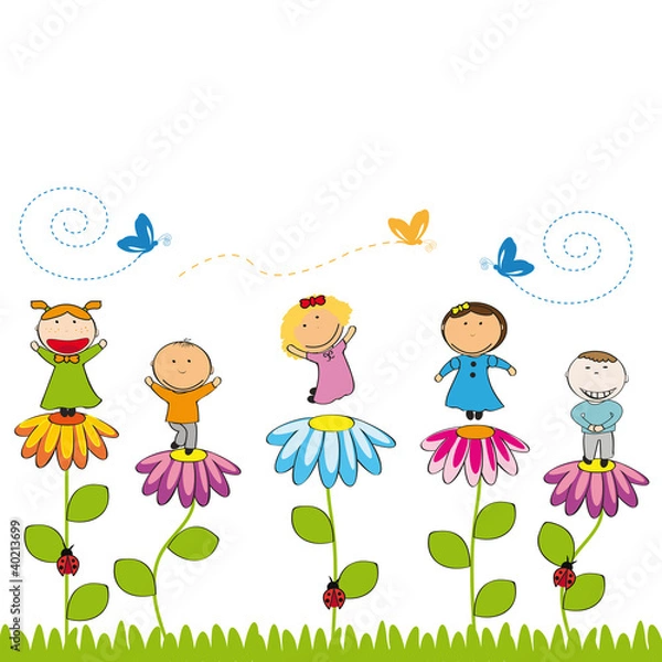 Fototapeta Happy kids in garden