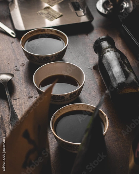 Obraz Coffee tasting at a roastery
