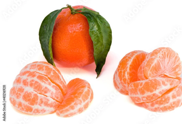 Obraz One mandarin and his slices