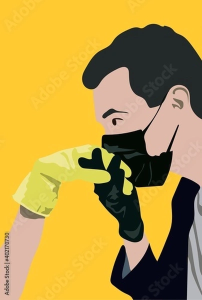 Obraz kiss with a protective mask