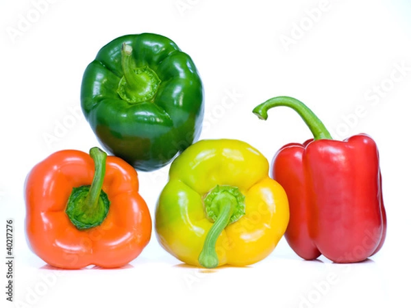 Obraz Four pepper on white background