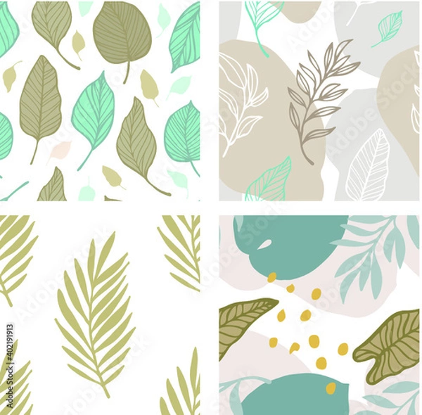 Fototapeta Modern Abstract Botanical Seamless Pattern Set