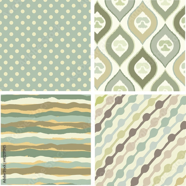 Fototapeta Modern Abstract Seamless Pattern Set in Pastel Colors