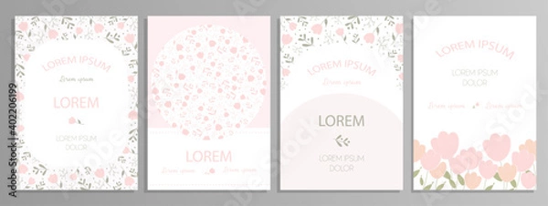 Fototapeta Vector design templates with flowers and leaves for flyer, card, leaflet, brochure, invitations etc.