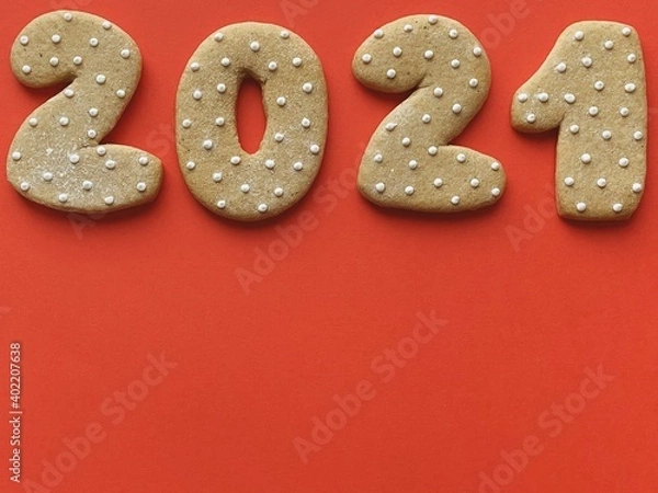 Fototapeta Set of 2021 gingerbreads with copy space 