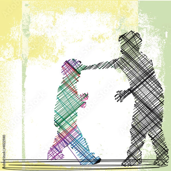 Fototapeta bully pushes around a smaller kid. Vector illustration