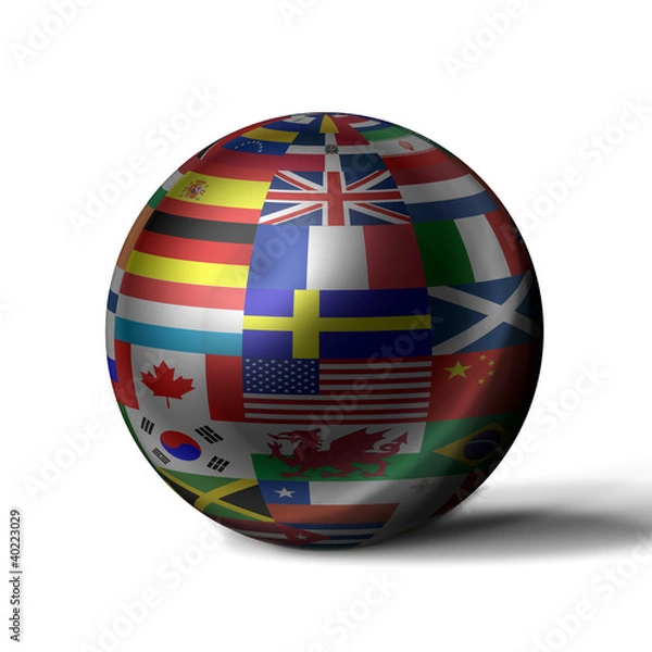 Obraz Globe with different country flags