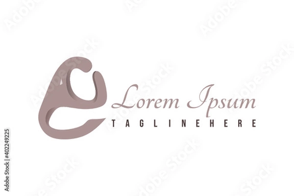 Fototapeta Vector logo element with an elephant head illustration with initials "E". Usable for general business brands.