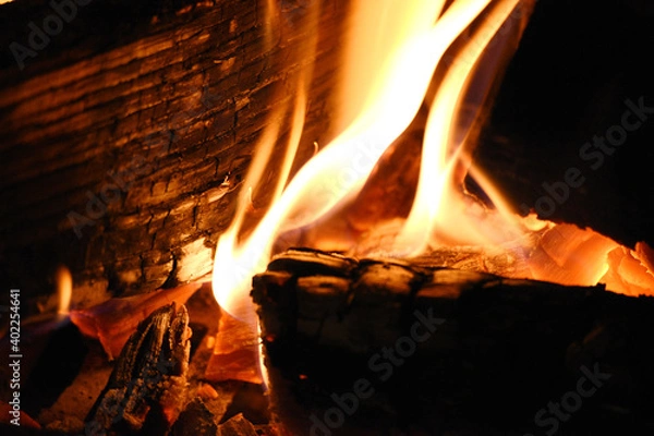 Fototapeta fire in fireplace