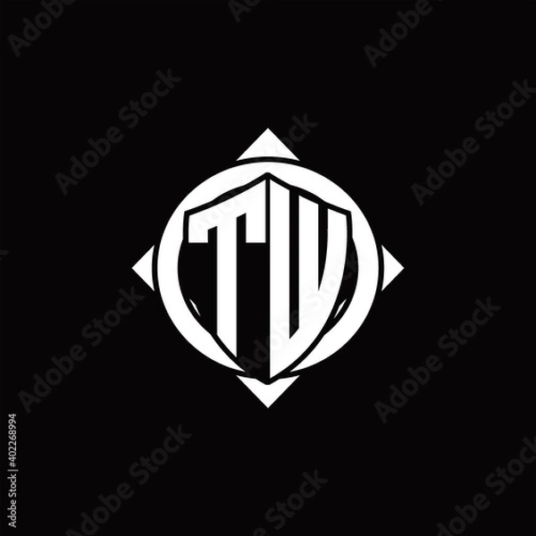 Fototapeta TW Logo monogram isolated circle rounded with compass shape