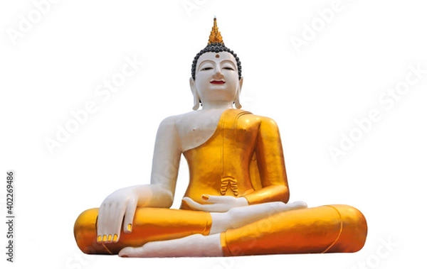 Obraz White Buddha statue on white background.