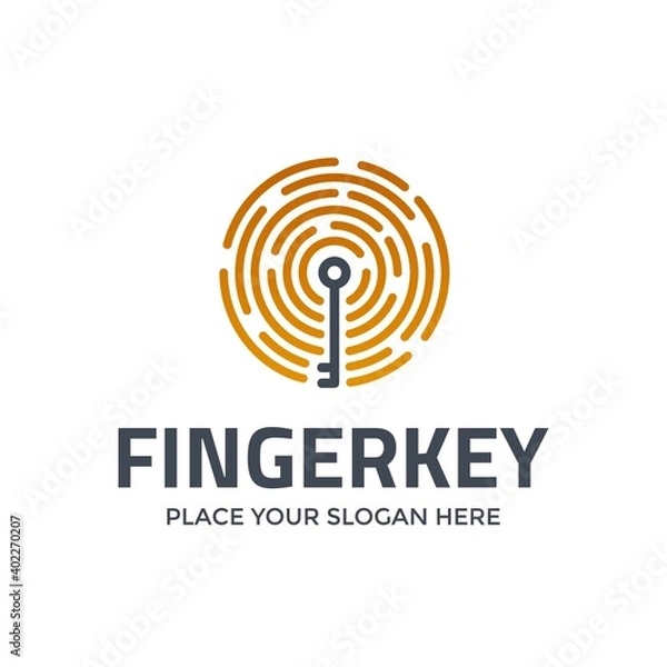 Fototapeta Finger print vector logo template. This design use key symbol. Suitable for protection.