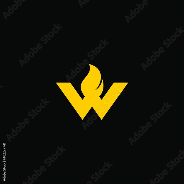 Obraz letter w fire flame logo