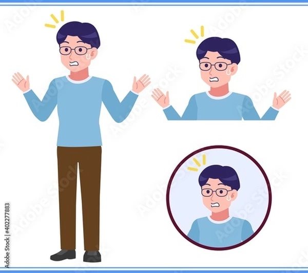 Obraz A smart young man with round glasses