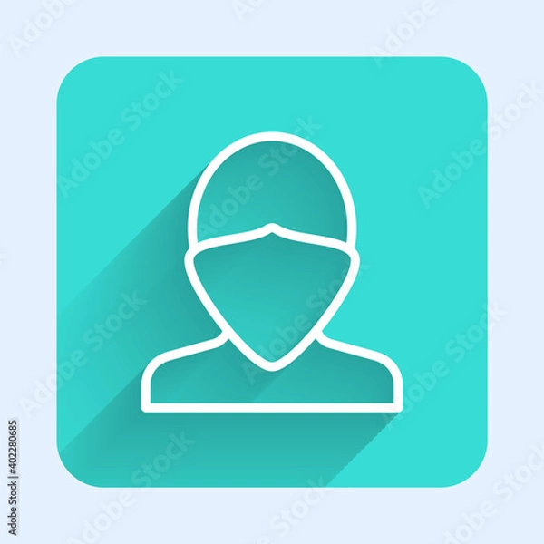Fototapeta White line Vandal icon isolated with long shadow. Green square button. Vector.