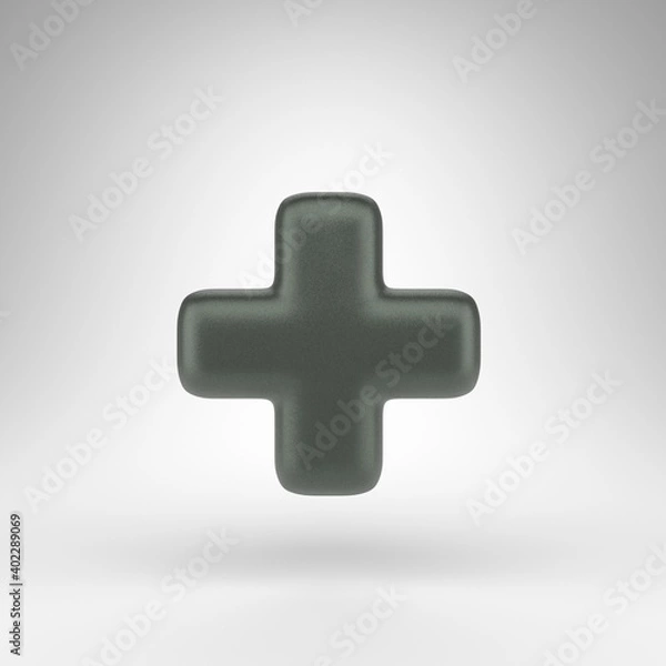 Fototapeta Plus symbol on white background. Anodized green 3D sign with matte texture.