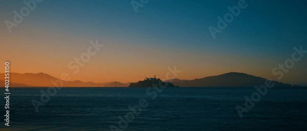 Obraz view of Alcatraz during sunset.
