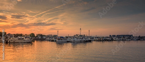 Fototapeta sunset at the marina