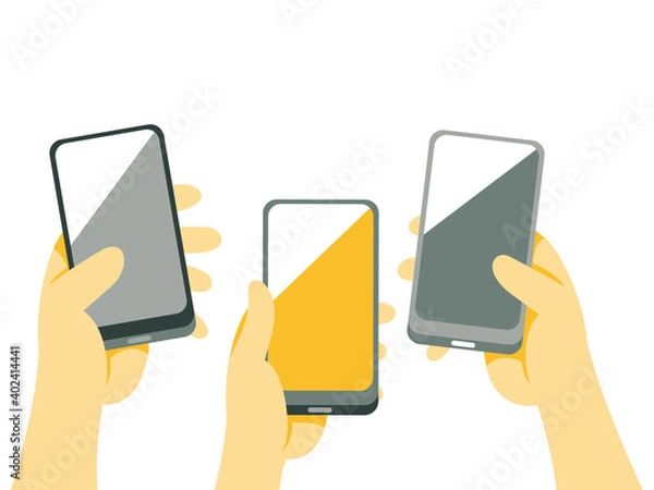 Obraz スマートフォンを持つたくさんの手