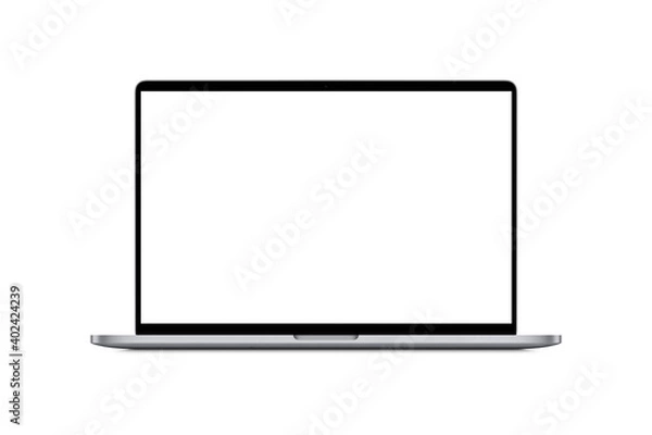 Obraz laptop with white screen and background
