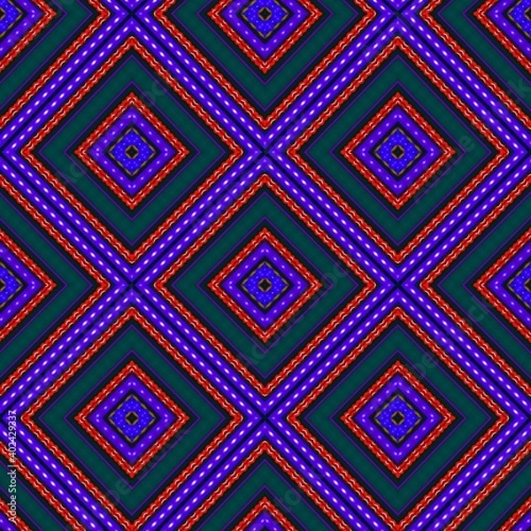 Obraz Seamless pattern with symmetric geometric ornament.
