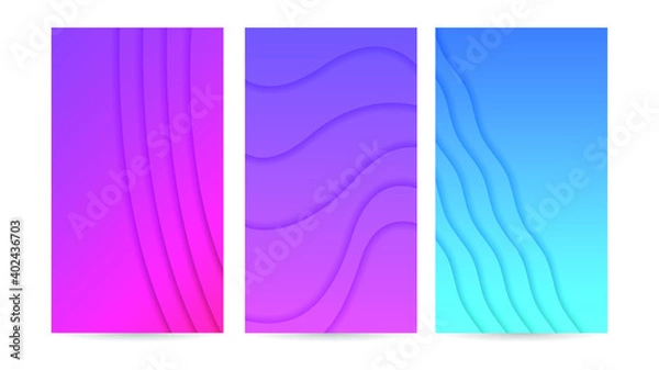 Fototapeta Set Gradient Collection Abstract Paper Cut Background Vector Shadows Objects Modern Design