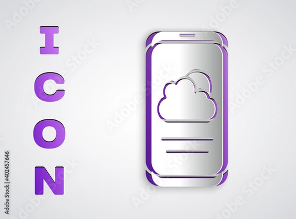 Fototapeta Paper cut Weather forecast icon isolated on grey background. Paper art style. Vector.