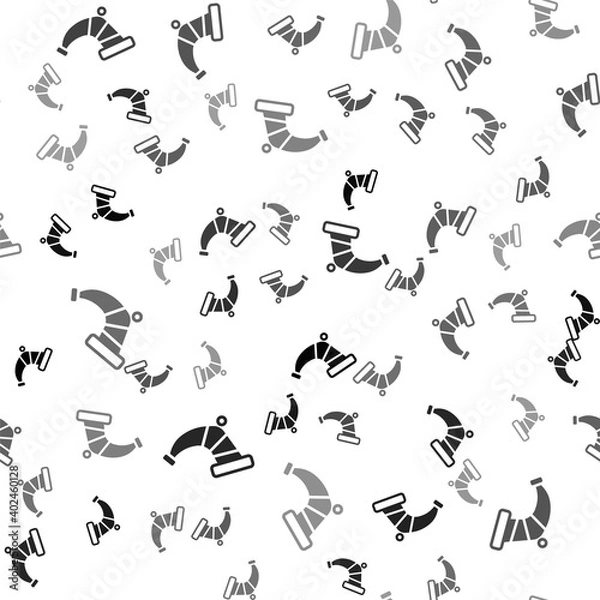 Obraz Black Hunting horn icon isolated seamless pattern on white background. Vector.