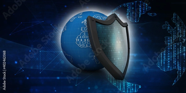 Fototapeta 3d illustration Security concept - shield 