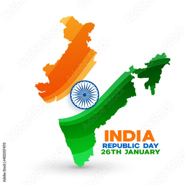 Fototapeta map of republic india with flag and askoka chakra