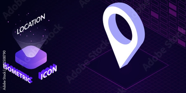 Obraz Pin location isometric icon. Vector illustration. 3d concept