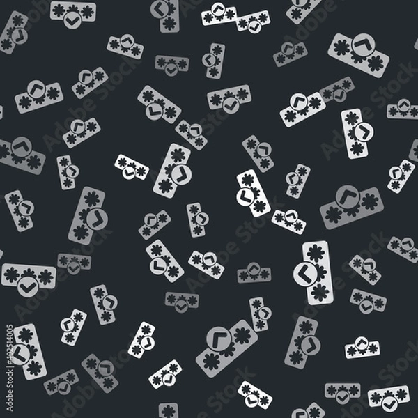Fototapeta Grey Password protection and safety access icon isolated seamless pattern on black background. Security, safety, protection, privacy concept. Vector.