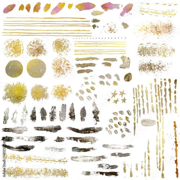 Obraz Freehand paint brush strokes. Various shapes. To create spectacular textures